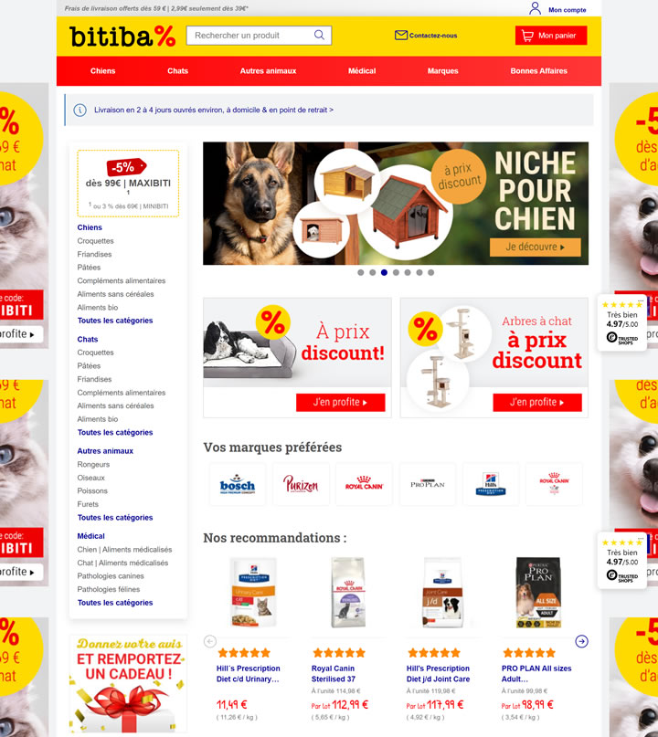bitiba.fr法国低价在线宠物商店官网