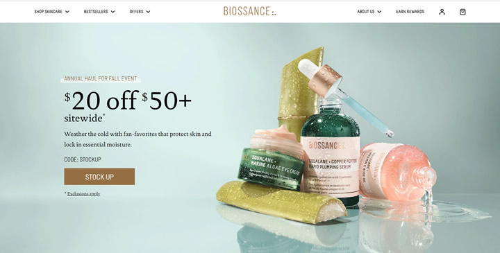 Biossance官方网站截图