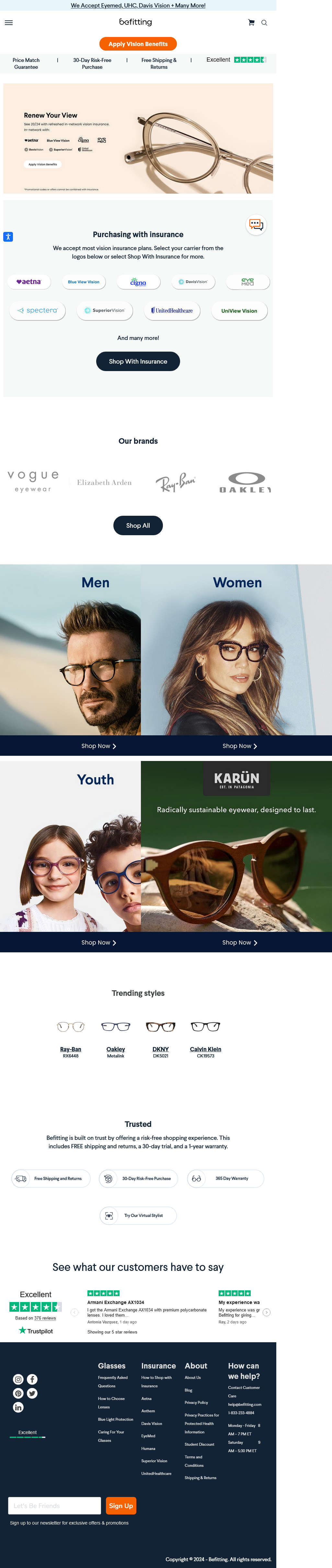 Befitting Eyewear：提供你喜爱的所有眼镜品牌，3000多种眼镜框可选择